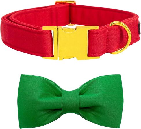 Maca Bates Dog Collar with Bow Bowtie for Dogs Solid Colors Sailor Bow Tie Adjustable Breakaway Red Collars Accessories Birthday Gift for Small Medium Large XL Puppy with Golden Metal Buckle in Kuwait