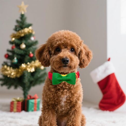 Maca Bates Dog Collar with Bow Bowtie for Dogs Solid Colors Sailor Bow Tie Adjustable Breakaway Red Collars Accessories Birthday Gift for Small Medium Large XL Puppy with Golden Metal Buckle in Kuwait
