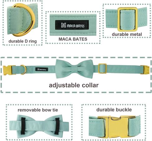 Maca Bates Dog Collar with Bow Bowtie for Dogs Solid Colors Sailor Bow Tie Adjustable Breakaway Red Collars Accessories Birthday Gift for Small Medium Large XL Puppy with Golden Metal Buckle in Kuwait