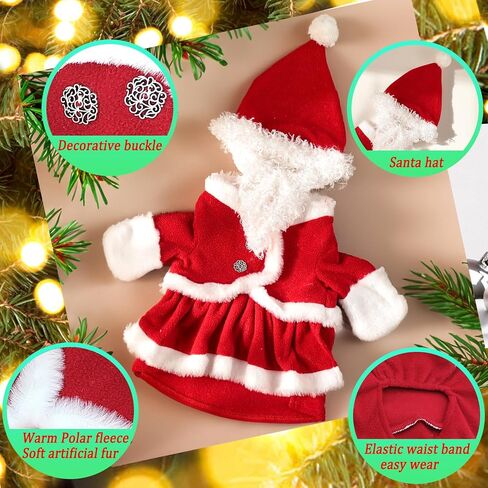 Pet Christmas Costumes 2 PCS Santa Claus Outfit Dog Santa Hat with Beard Xmas Costumes Suit for Small Medium Dogs Winter Warm Cat Coat Christmas Dog Clothes Holiday Dresses (Small, Dog Santa Suit) in Saudi Arabia