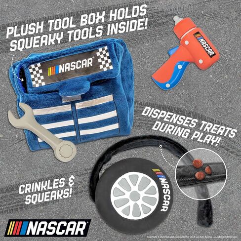 design LAB, Inc. NASCAR Official Merchandise | NASCAR Toy Rubber Race Car, Plush Toy Tool Box & Impact Wrench Gift Set | Interactive Squeaky Pet Toys for Dogs in Saudi Arabia