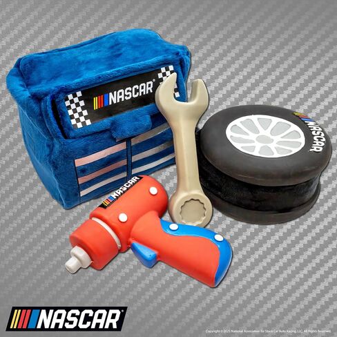 design LAB, Inc. NASCAR Official Merchandise | NASCAR Toy Rubber Race Car, Plush Toy Tool Box & Impact Wrench Gift Set | Interactive Squeaky Pet Toys for Dogs in Saudi Arabia