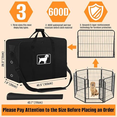 حقيبة تخزين Dog Playpen ، تناسب 24 "H 8 الألواح و 9 حصص ، حقيبة سفر من السياج من أجل التمرينات الرياضية للطي ، مع الكتف ، نسيج Oxford مقاوم للدموع مقاوم للماء ، مصمم لرحلات RV in Kuwait
