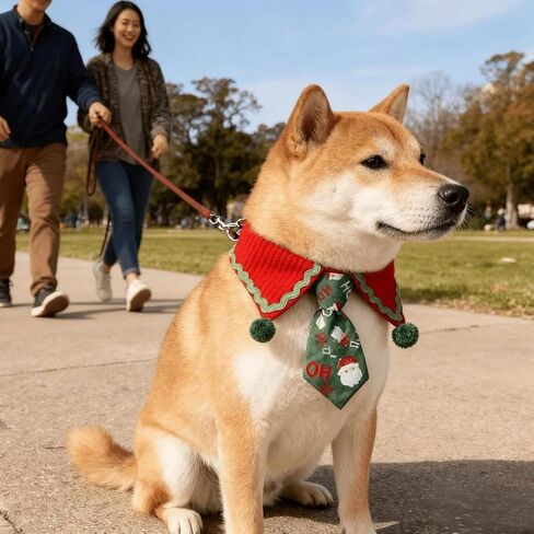 Christmas Dog Tie, Adjustable Scarf, Suitable for Small and Medium-Sized Pets, Party and Family Photos (Deep Red,XL(45-55cm)) in Saudi Arabia