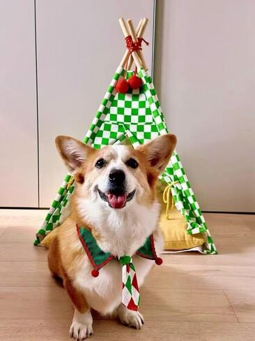 Christmas Dog Tie, Adjustable Scarf, Suitable for Small and Medium-Sized Pets, Party and Family Photos (Deep Red,XL(45-55cm)) in Saudi Arabia