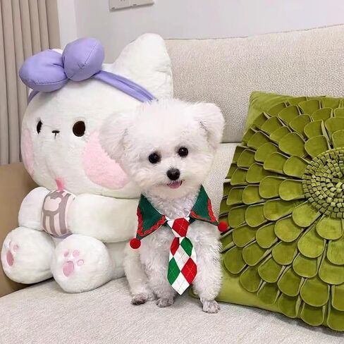 Christmas Dog Tie, Adjustable Scarf, Suitable for Small and Medium-Sized Pets, Party and Family Photos (Deep Red,XL(45-55cm)) in Saudi Arabia