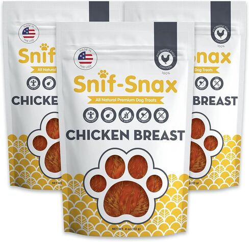 Snif-Snax Smoked Chicken Breast Dog Treats (4oz, 3-Pack) – All Natural Human Grade Jerky – Grain Free Training Treats for Dogs – Single Ingredient, Chicken Strips for Small, Medium & Large Dogs in Kuwait