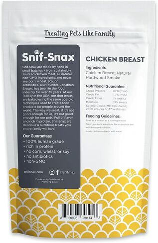 Snif-Snax Smoked Chicken Breast Dog Treats (4oz, 3-Pack) – All Natural Human Grade Jerky – Grain Free Training Treats for Dogs – Single Ingredient, Chicken Strips for Small, Medium & Large Dogs in Kuwait