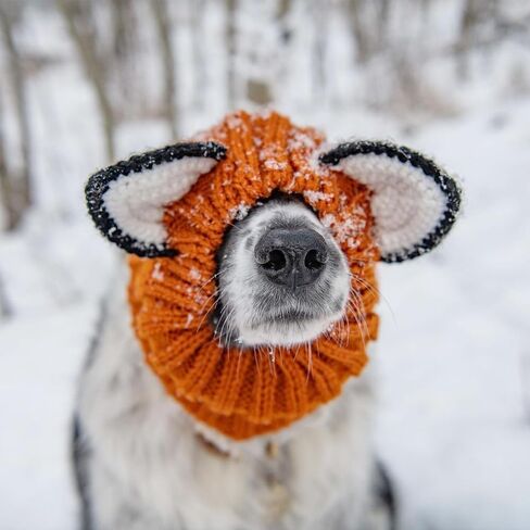 Knit Ear Wrap Snoods Dog Fox Costume Halloween Christmas Fox Ear Covers Hood for Small Medium Pet(S) in Saudi Arabia