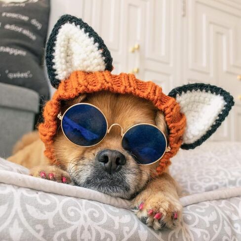Knit Ear Wrap Snoods Dog Fox Costume Halloween Christmas Fox Ear Covers Hood for Small Medium Pet(S) in Saudi Arabia