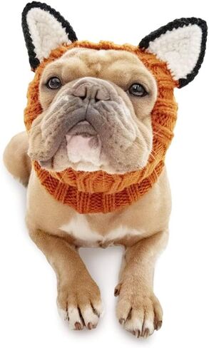 Knit Ear Wrap Snoods Dog Fox Costume Halloween Christmas Fox Ear Covers Hood for Small Medium Pet(S) in Saudi Arabia