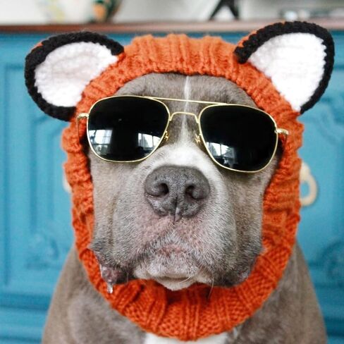 Knit Ear Wrap Snoods Dog Fox Costume Halloween Christmas Fox Ear Covers Hood for Small Medium Pet(S) in Saudi Arabia
