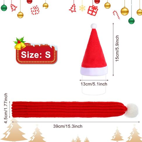 مجموعة قبعة ووشاح سانتا للكلاب لعيد الميلاد، مقاس صغير، وشاح أحمر قابل للتعديل مع كرة بوم بوم بيضاء، لتدفئة رقبة الكلاب في الشتاء، ملابس عيد الميلاد للكلاب in Kuwait
