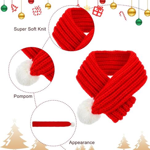 مجموعة قبعة ووشاح سانتا للكلاب لعيد الميلاد، مقاس صغير، وشاح أحمر قابل للتعديل مع كرة بوم بوم بيضاء، لتدفئة رقبة الكلاب في الشتاء، ملابس عيد الميلاد للكلاب in Kuwait