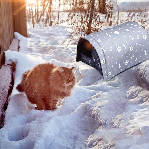 Outdoor Feral Cat House - Weatherproof Stray Cats Shelter, Foldable Thicken Warm Cat Tent Pet Cave for Winter, Outside Pet Nest for Feral Cat Dog Wild Animal (M-for Adult cat, Black) in Saudi Arabia