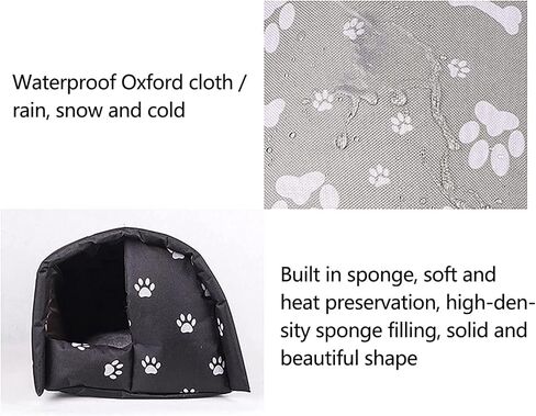 Outdoor Feral Cat House - Weatherproof Stray Cats Shelter, Foldable Thicken Warm Cat Tent Pet Cave for Winter, Outside Pet Nest for Feral Cat Dog Wild Animal (M-for Adult cat, Black) in Saudi Arabia