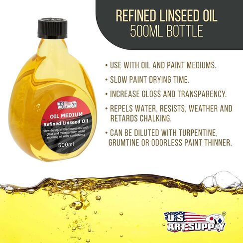 U.S. Art Supply Refined Linseed Oil, 125ml (4.2 oz) Fluid Medium in Saudi Arabia