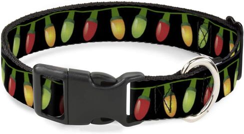 Buckle-Down Plastic Clip Collar - Christmas Lights Black/Multi Color - 1.5" Wide - Fits 16-23" Neck - Medium in Saudi Arabia