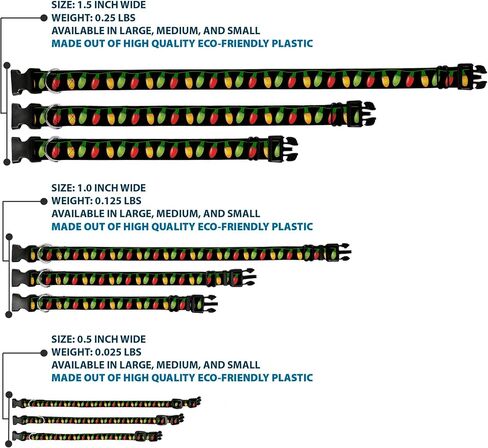 Buckle-Down Plastic Clip Collar - Christmas Lights Black/Multi Color - 1.5" Wide - Fits 16-23" Neck - Medium in Saudi Arabia