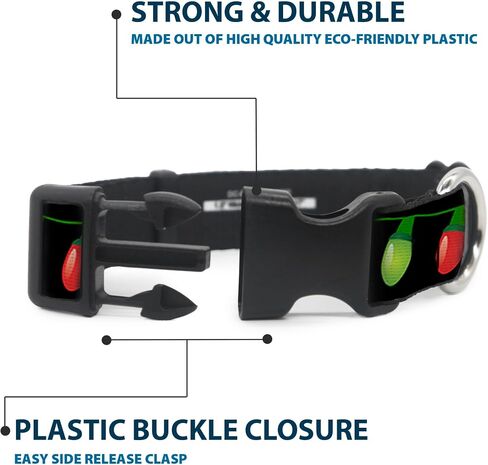 Buckle-Down Plastic Clip Collar - Christmas Lights Black/Multi Color - 1.5" Wide - Fits 16-23" Neck - Medium in Saudi Arabia
