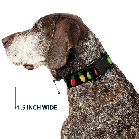 Buckle-Down Plastic Clip Collar - Christmas Lights Black/Multi Color - 1.5" Wide - Fits 16-23" Neck - Medium in Saudi Arabia