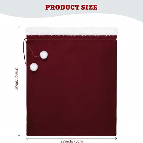 Christmas Velvet Santa Bags with Drawstring Large Santa Christmas Sack Gift Candy Bags Santa Gift Sack for Xmas Playing Santa Present Toy Party Decoration Supply,31 x 27 Inches in Kuwait
