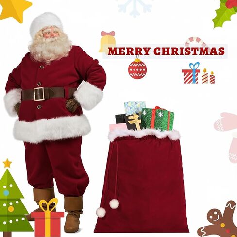 Christmas Velvet Santa Bags with Drawstring Large Santa Christmas Sack Gift Candy Bags Santa Gift Sack for Xmas Playing Santa Present Toy Party Decoration Supply,31 x 27 Inches in Kuwait