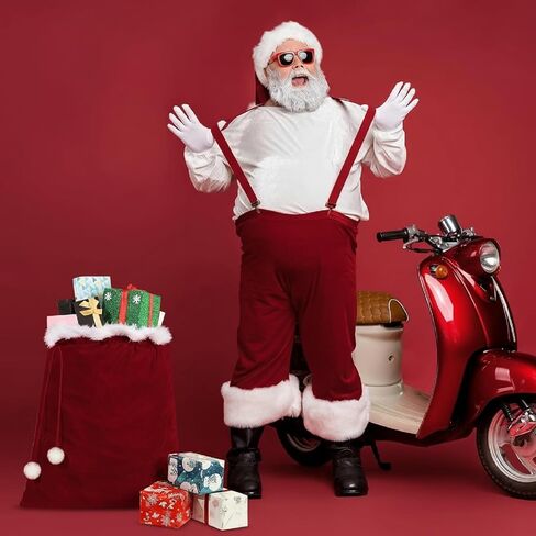 Christmas Velvet Santa Bags with Drawstring Large Santa Christmas Sack Gift Candy Bags Santa Gift Sack for Xmas Playing Santa Present Toy Party Decoration Supply,31 x 27 Inches in Kuwait