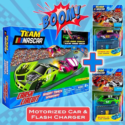 Far Out Toys NASCAR Crash Circuit Ultimate Road Course Bundle with Huge Race Track, Winner’s Circle, 4 Cars Total | Electric Powered, Over 6 Ft Assembled | Capture The Momentum and Thrill of Nascar in Saudi Arabia