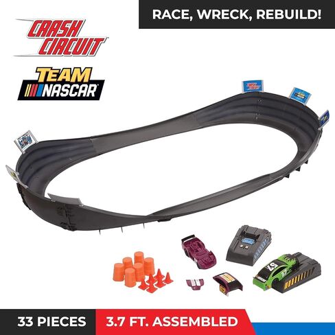Far Out Toys NASCAR Crash Circuit Ultimate Road Course Bundle with Huge Race Track, Winner’s Circle, 4 Cars Total | Electric Powered, Over 6 Ft Assembled | Capture The Momentum and Thrill of Nascar in Saudi Arabia
