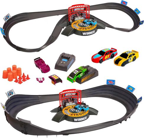 Far Out Toys NASCAR Crash Circuit Ultimate Road Course Bundle with Huge Race Track, Winner’s Circle, 4 Cars Total | Electric Powered, Over 6 Ft Assembled | Capture The Momentum and Thrill of Nascar in Saudi Arabia