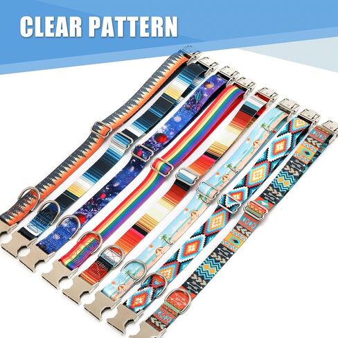 Personalized Dog Collar with Name Tag,Adjustable Soft Pet Collar,Custom Engraved Buckle Dog Collars,Multicolor Fashion Patterns Pet Collar,Christmas Dog Gift(Puzzle) in Kuwait