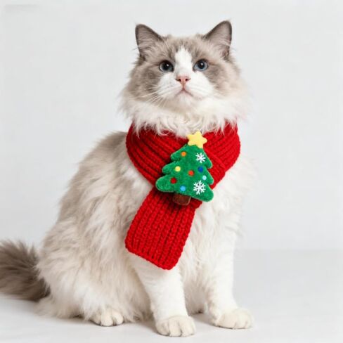 Christmas Scarf with Christmas Tree Patterns for Small to Large Dogs, Pet Holiday Party Costume Accessories-L in Saudi Arabia