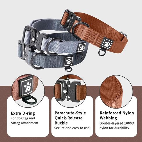 Dog Collars for Large Dogs, Heavy Duty Tactical Dog Collar with Metal Buckle, Durable Pet Collar Quick Release, Reinforced Nylon No Pull Dog Collar (Lilac Breeze, L) in Saudi Arabia