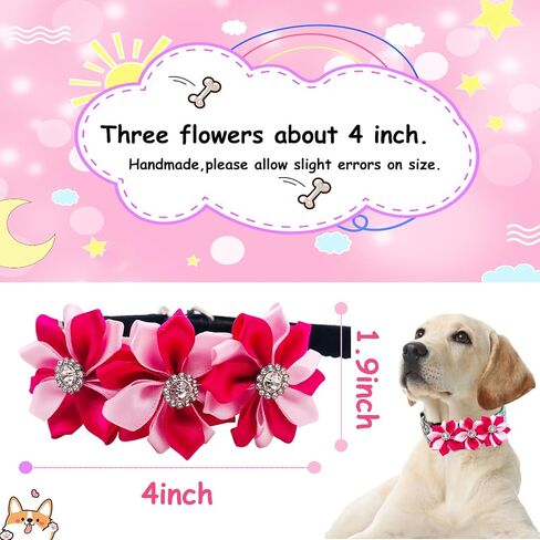 Dog Collar Flowers for Small Medium Large Dogs Bows Slip on Collars Attachment Accessories in Kuwait