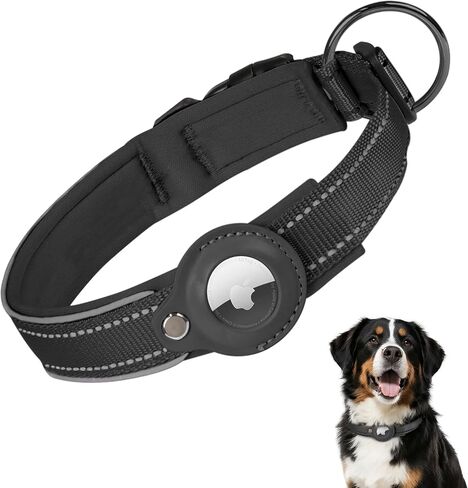 2025 Upgraded AirTag Dog Collar, Leather Dog Collar with AirTag Holder, Adjustable, Breathable, Soft Padded Apple Air Tag Dog Collars for Small Medium Large Dogs, (Pink, S) in Saudi Arabia