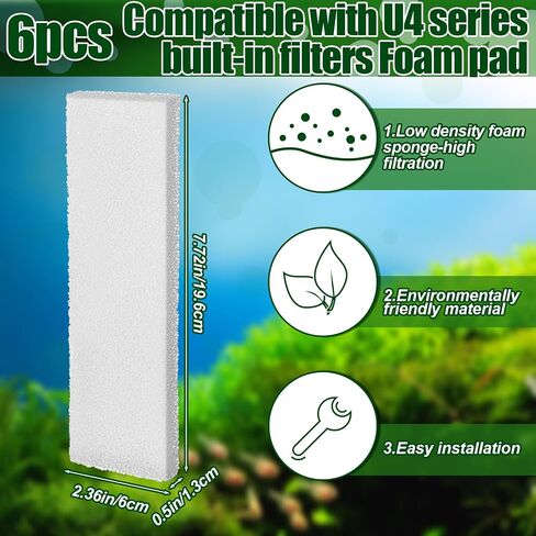 Pangda 12 Pcs Carbon Filter Foam Pads and Foam Filters Compatible with U3 Range of Internal Underwater Sponge Aquarium Underwater Filter Accessories for Internal Replacement Aquarium Fish Tank in Saudi Arabia