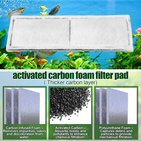 Pangda 12 Pcs Carbon Filter Foam Pads and Foam Filters Compatible with U3 Range of Internal Underwater Sponge Aquarium Underwater Filter Accessories for Internal Replacement Aquarium Fish Tank in Saudi Arabia