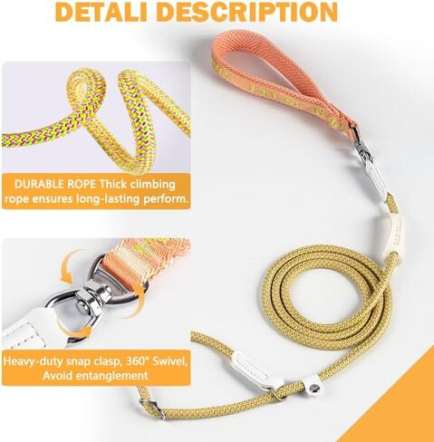 Nylon Dog Leash 7ft with Non-Slip Handle, Heavy Duty Rope Leash for Large and Medium Dog Control Training Wear-Resistant for Daily Walks Travel Outdoor Activities in Kuwait