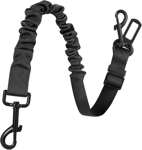Bicycle Dog Leash for Riding, Hands Free 150° Rotating Built-in Shock Absorber Bike Retractable Leashes for Cycling, Elastic Nylon Adjusted Car Holder Seat Belt Rope (Black) in Saudi Arabia