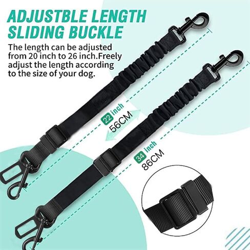 Bicycle Dog Leash for Riding, Hands Free 150° Rotating Built-in Shock Absorber Bike Retractable Leashes for Cycling, Elastic Nylon Adjusted Car Holder Seat Belt Rope (Black) in Saudi Arabia