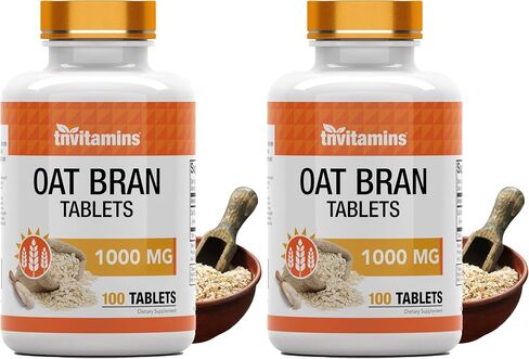tnvitamins Oat Bran Tablets | 100 Tablets x 1,000 MG per Tablet | Oat Fiber Tablets | Soluble & Dietary Fiber Supplement | Supports Digestive Health * | High Potency Formula in Saudi Arabia