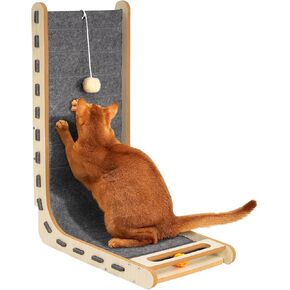 وسادة خدش للقطط مع لعبة كرة، لوح خدش عمودي للقطط في الأماكن المغلقة، للبالغين، عمود خدش واقٍ، حامي الأثاث، ألعاب القطط الصغيرة، 26.8 بوصة - رمادي in Kuwait