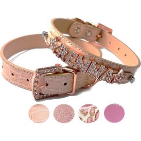 Pink Personalized Dog Collar | Adjustable Length | XXS to 2XL | Fits 2-85 lbs | Premium Vegan Leather (Pink Cheetah, XXL 70-110 lbs) in Saudi Arabia