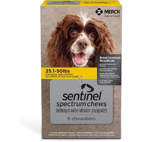 SENTINEL SPECTRUM Chews for Dogs, 8.1-25 lbs, 6 Chews, 6-Month Supply, Green Box in Saudi Arabia