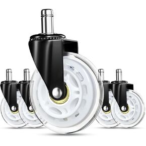 RidRed Office Chair Wheels Replacement Heavy Duty 2 Inch Roller Blade Wheels for Carpet Hardwood Floors,Support 2000 LB, Rubber Rollerblade Desk Chair Casters, Standard Stem Universal Fit, Set of 5 in Saudi Arabia