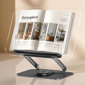 ASIEIT BOOK Stand للقراءة مع التخزين ، حامل الكتب القابلة للتعديل الأكريليك مع قواعد دوارة 360 درجة ومقاطع صفحات مرنة ، نسخ سطح المكتب القابل للطي للكتاب المقدس ، الكمبيوتر المحمول ، الوصفة ، الكتاب المدرسي in Kuwait