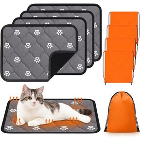 Riakrum 4 Pack Self Heating Cat Bed Pad Self Warming Pet Dog Mat Non Slip Washable Cat Kennel Crate Pad with Storage Bag for Indoor Outdoor Small Medium Dog Kitten (S, 16 x 20 Inches) in Saudi Arabia