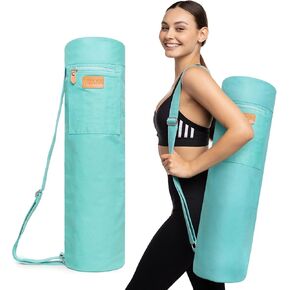 Turquoise Yoga Mat Bag | Large Yoga Mat Bags for Women & Men | Fits Thick Yoga Mat & Yoga Accessories | Three Storage Pocket | Adjustable Yoga Bag Shoulder Strap | Great Gym Bag in Kuwait
