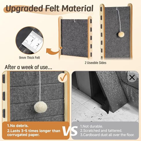 وسادة خدش للقطط مع لعبة كرة، لوح خدش عمودي للقطط في الأماكن المغلقة، للبالغين، عمود خدش واقٍ، حامي الأثاث، ألعاب القطط الصغيرة، 26.8 بوصة - رمادي in Kuwait